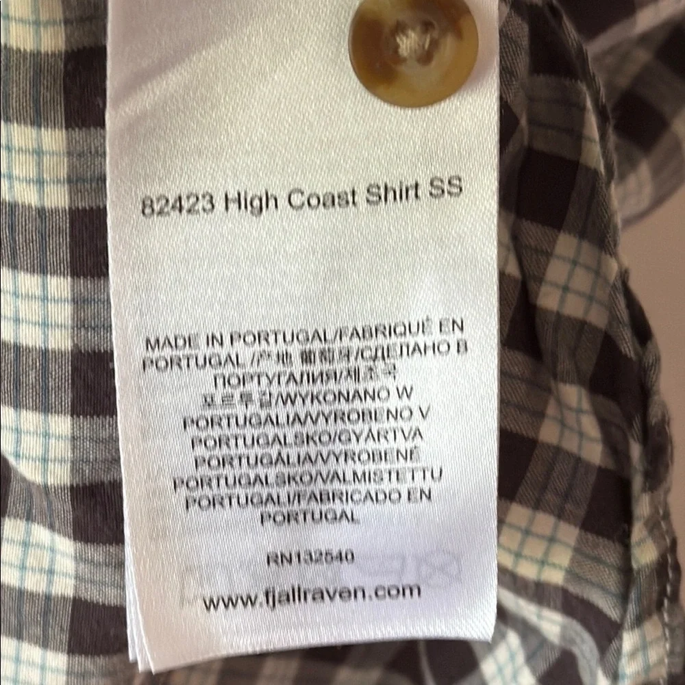 Fjallraven sz M checked plaid High Coast Black white Button Down Shirt